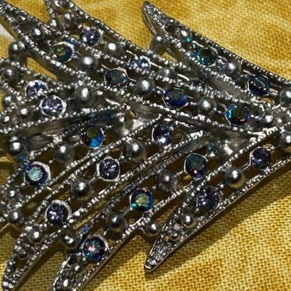 HOLIDAY🎄🎄SILVER STARRS Silver AB Rhinestone Tree BROOCH - Picture 9 of 9